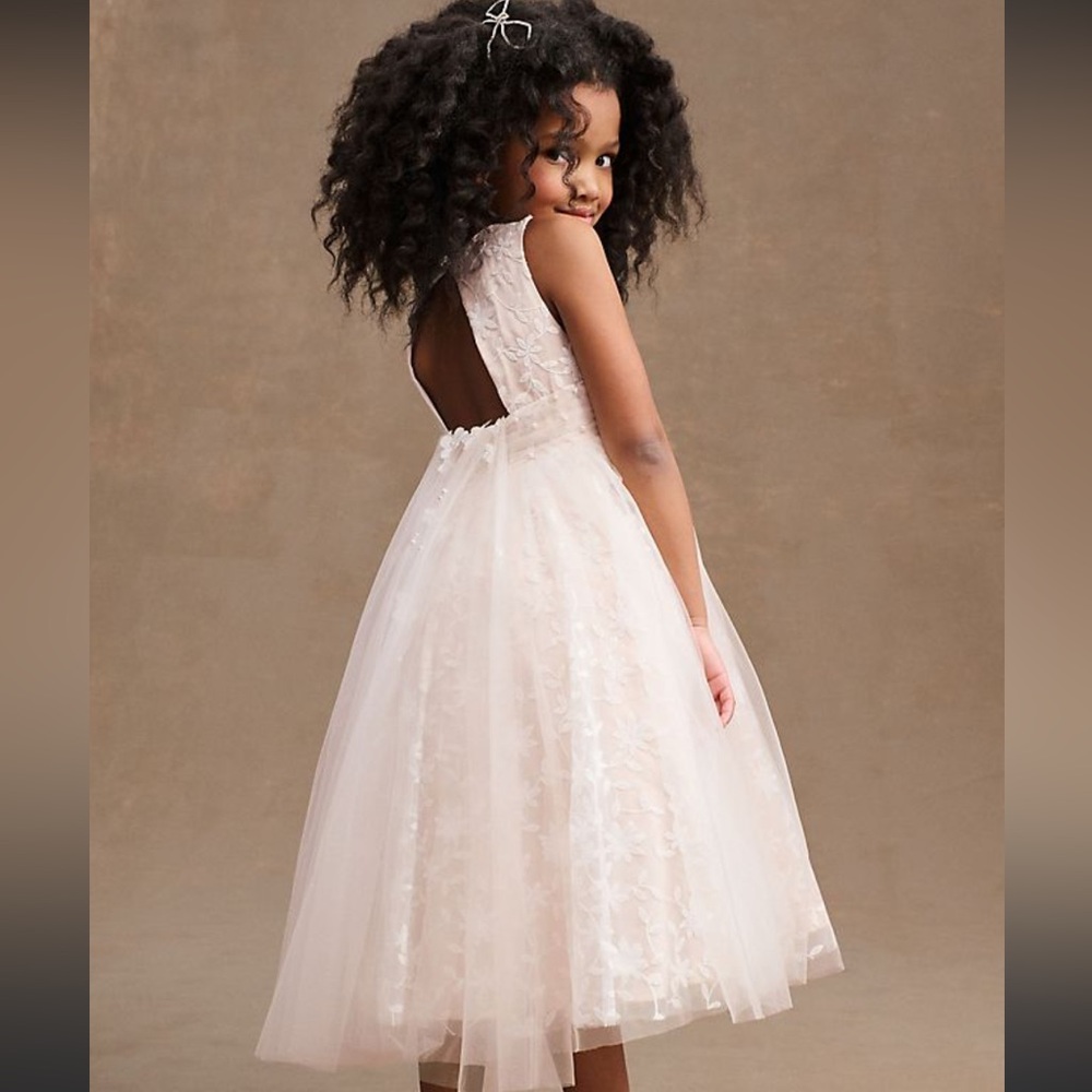 PRINCESS DALIANA JESSIE BEADED FLORAL TULLE FLOWER GIRL DRESS